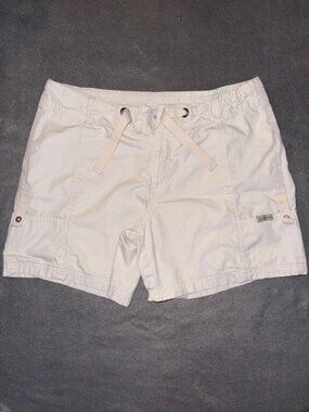 Columbia XCO Women’s Light Khaki Cargo Shorts Size M Drawstring Outdoor Hiking